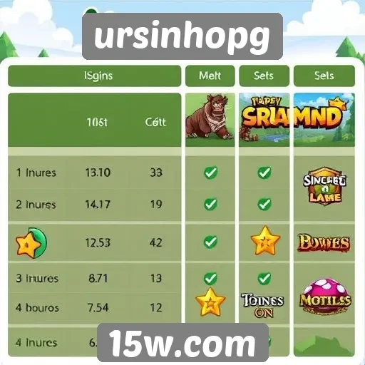 Comparação de jogos populares no ursinhopg